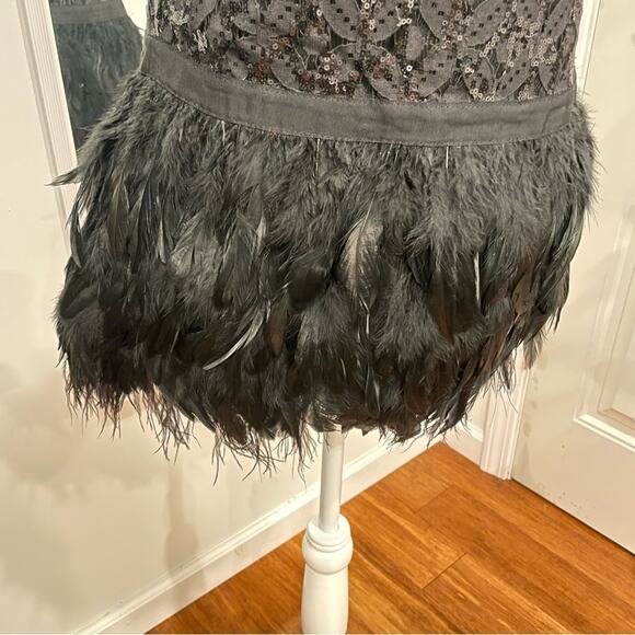 Black Whimsigoth Mini Dress size S Spooky Halloween Sequins Feathers Witch - Picture 12 of 14